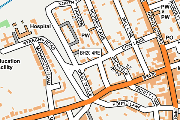 BH20 4RE map - OS OpenMap – Local (Ordnance Survey)
