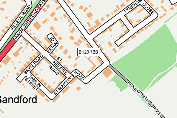 BH20 7BB map - OS OpenMap – Local (Ordnance Survey)