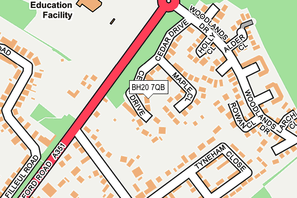 BH20 7QB map - OS OpenMap – Local (Ordnance Survey)