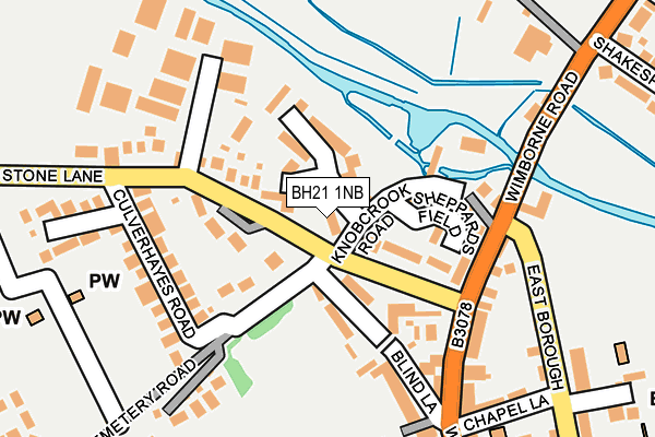 BH21 1NB map - OS OpenMap – Local (Ordnance Survey)