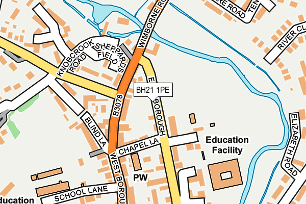 BH21 1PE map - OS OpenMap – Local (Ordnance Survey)