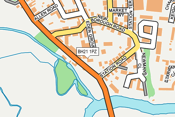 BH21 1PZ map - OS OpenMap – Local (Ordnance Survey)