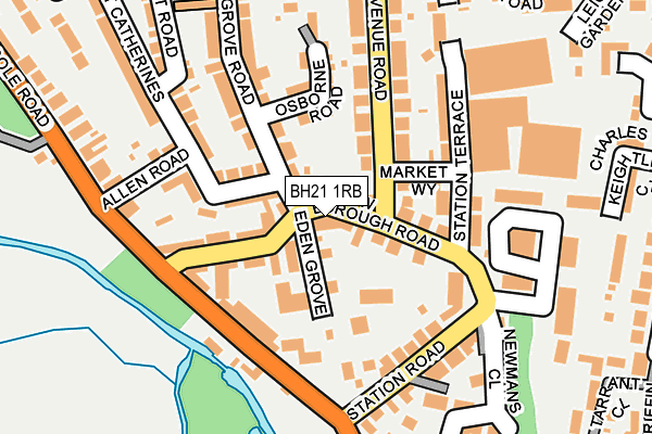 BH21 1RB map - OS OpenMap – Local (Ordnance Survey)