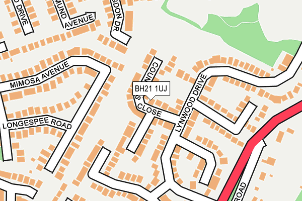 BH21 1UJ map - OS OpenMap – Local (Ordnance Survey)