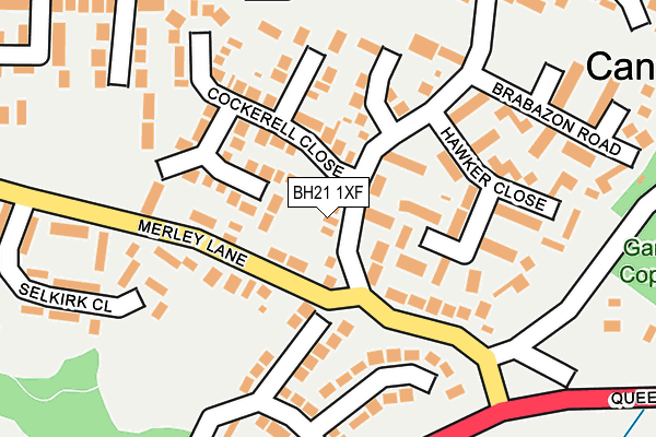 BH21 1XF map - OS OpenMap – Local (Ordnance Survey)