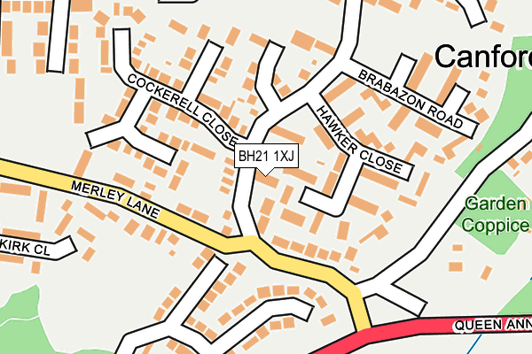 BH21 1XJ map - OS OpenMap – Local (Ordnance Survey)