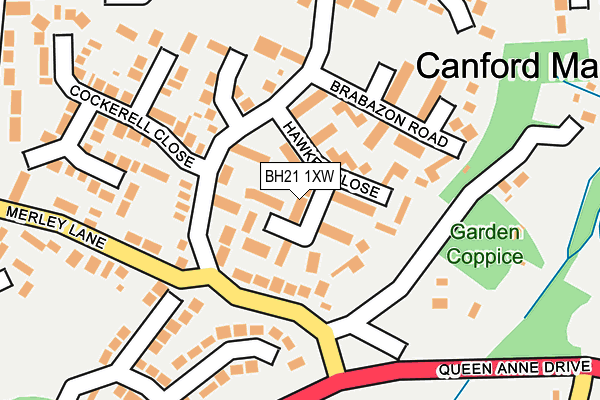 BH21 1XW map - OS OpenMap – Local (Ordnance Survey)