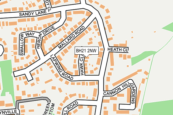 BH21 2NW map - OS OpenMap – Local (Ordnance Survey)