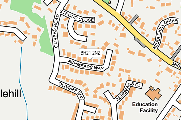 BH21 2NZ map - OS OpenMap – Local (Ordnance Survey)