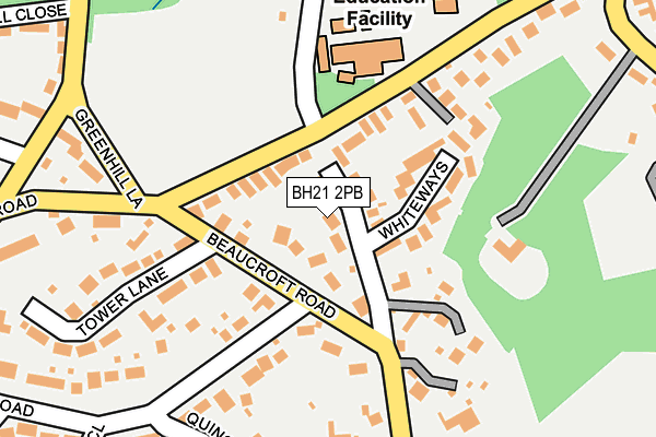 BH21 2PB map - OS OpenMap – Local (Ordnance Survey)