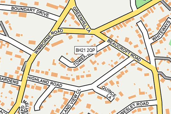 BH21 2QP map - OS OpenMap – Local (Ordnance Survey)