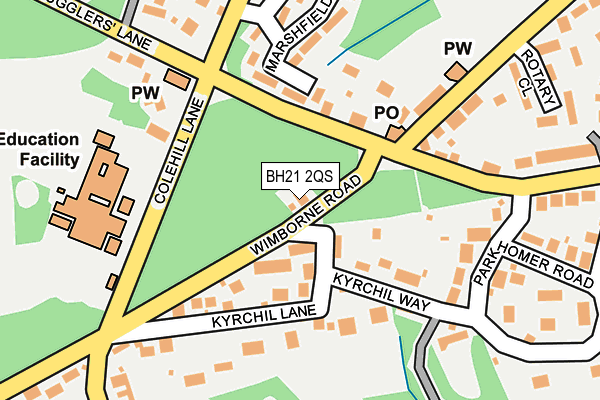BH21 2QS map - OS OpenMap – Local (Ordnance Survey)