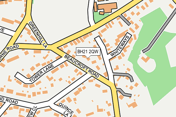 BH21 2QW map - OS OpenMap – Local (Ordnance Survey)