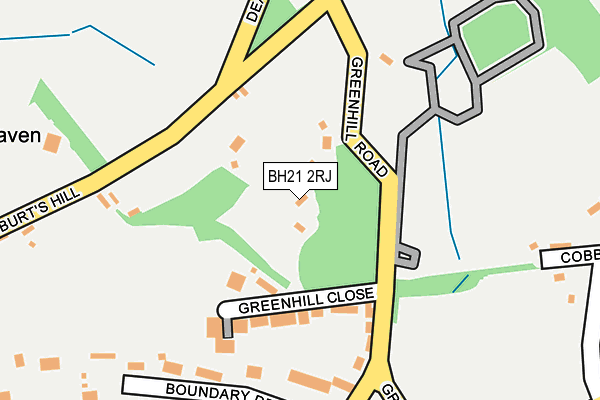 BH21 2RJ map - OS OpenMap – Local (Ordnance Survey)