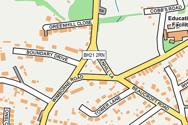 BH21 2RN map - OS OpenMap – Local (Ordnance Survey)