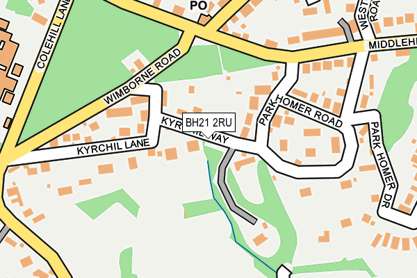 BH21 2RU map - OS OpenMap – Local (Ordnance Survey)