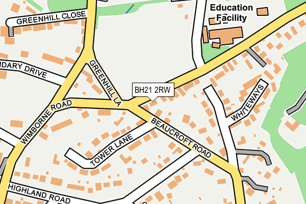 BH21 2RW map - OS OpenMap – Local (Ordnance Survey)