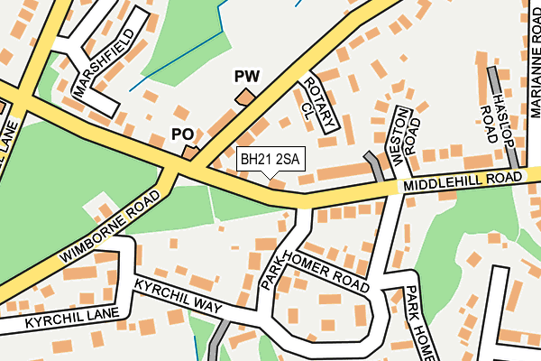 BH21 2SA map - OS OpenMap – Local (Ordnance Survey)