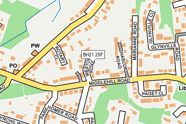 BH21 2SF map - OS OpenMap – Local (Ordnance Survey)