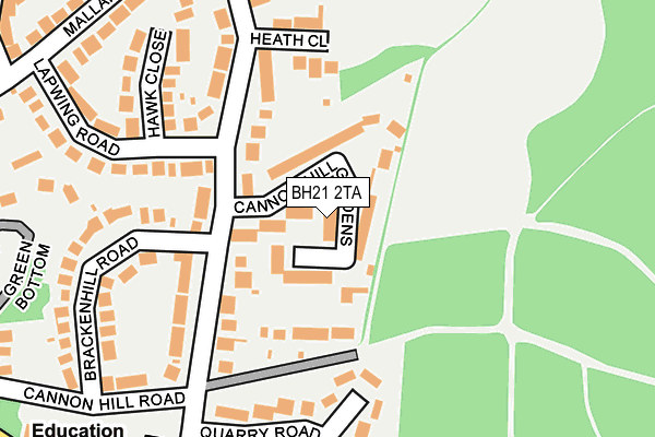 BH21 2TA map - OS OpenMap – Local (Ordnance Survey)