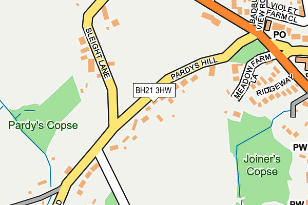 BH21 3HW map - OS OpenMap – Local (Ordnance Survey)