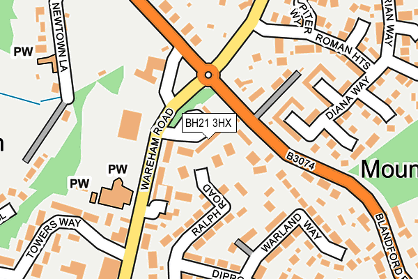 BH21 3HX map - OS OpenMap – Local (Ordnance Survey)