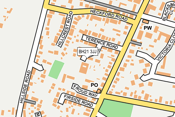 BH21 3JJ map - OS OpenMap – Local (Ordnance Survey)