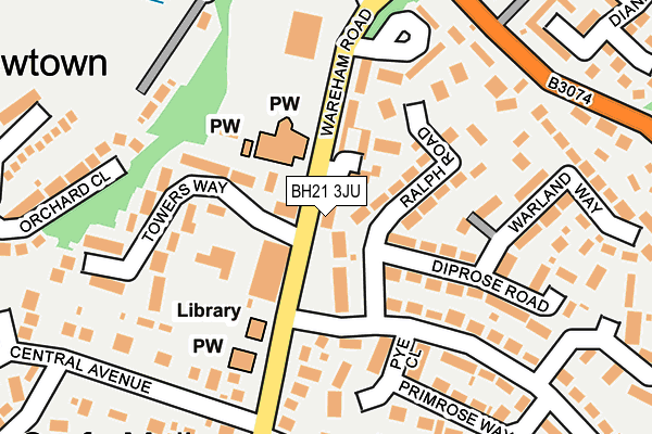 BH21 3JU map - OS OpenMap – Local (Ordnance Survey)