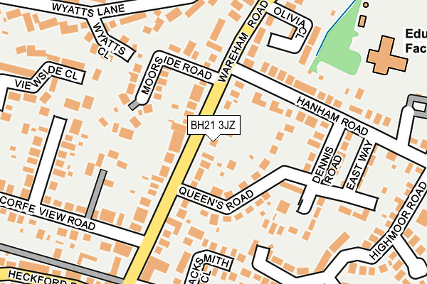 BH21 3JZ map - OS OpenMap – Local (Ordnance Survey)