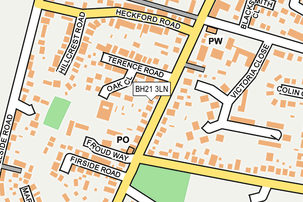 BH21 3LN map - OS OpenMap – Local (Ordnance Survey)