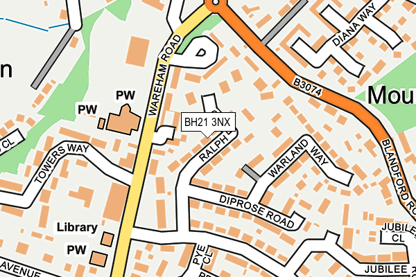 BH21 3NX map - OS OpenMap – Local (Ordnance Survey)