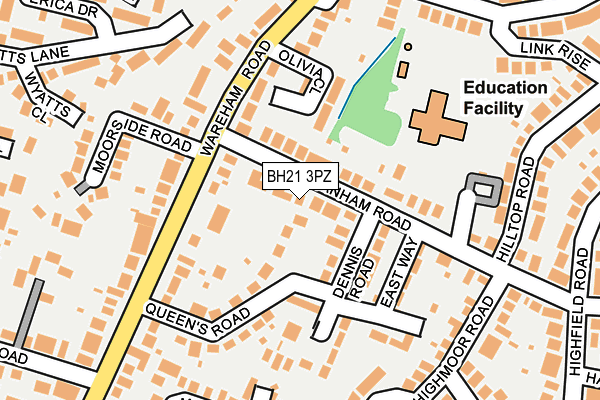 BH21 3PZ map - OS OpenMap – Local (Ordnance Survey)