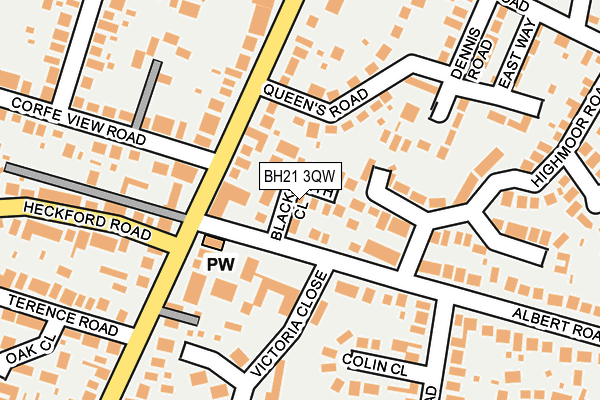 BH21 3QW map - OS OpenMap – Local (Ordnance Survey)