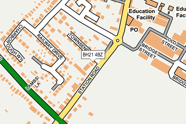 BH21 4BZ map - OS OpenMap – Local (Ordnance Survey)