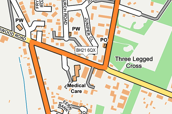 BH21 6QX map - OS OpenMap – Local (Ordnance Survey)