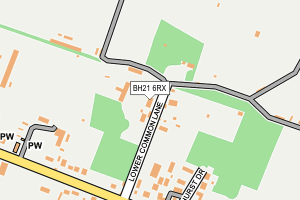 BH21 6RX map - OS OpenMap – Local (Ordnance Survey)