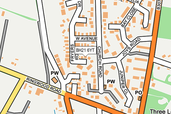 BH21 6YT map - OS OpenMap – Local (Ordnance Survey)