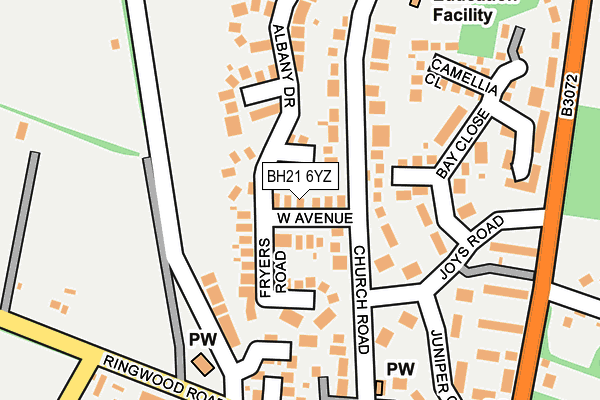 BH21 6YZ map - OS OpenMap – Local (Ordnance Survey)
