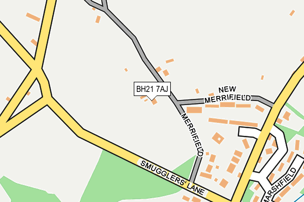 BH21 7AJ map - OS OpenMap – Local (Ordnance Survey)