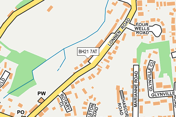 BH21 7AT map - OS OpenMap – Local (Ordnance Survey)