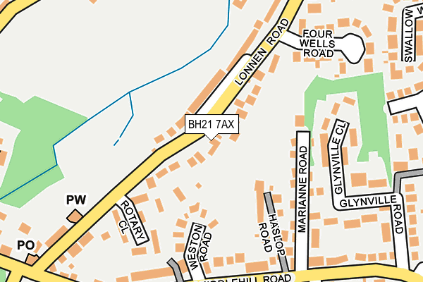 BH21 7AX map - OS OpenMap – Local (Ordnance Survey)