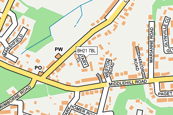 BH21 7BL map - OS OpenMap – Local (Ordnance Survey)