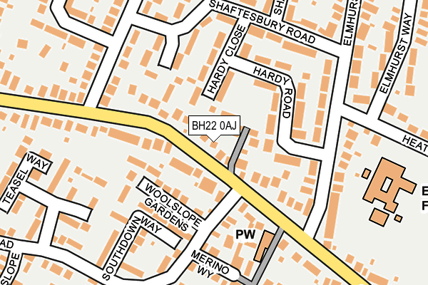BH22 0AJ map - OS OpenMap – Local (Ordnance Survey)