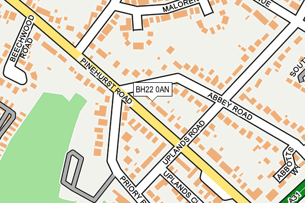 BH22 0AN map - OS OpenMap – Local (Ordnance Survey)