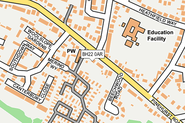 BH22 0AR map - OS OpenMap – Local (Ordnance Survey)