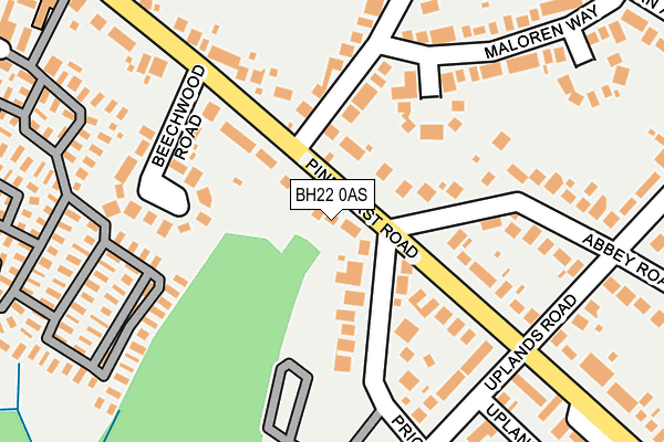 BH22 0AS map - OS OpenMap – Local (Ordnance Survey)