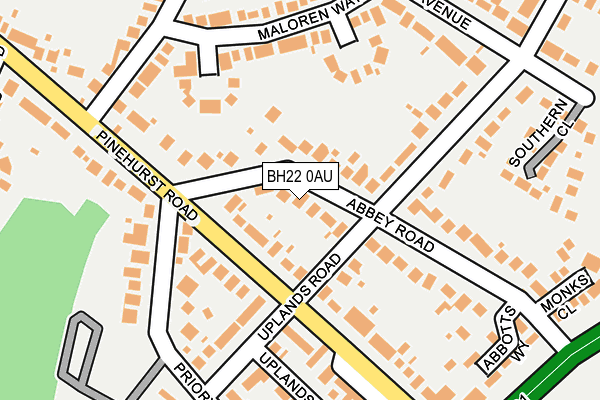 BH22 0AU map - OS OpenMap – Local (Ordnance Survey)