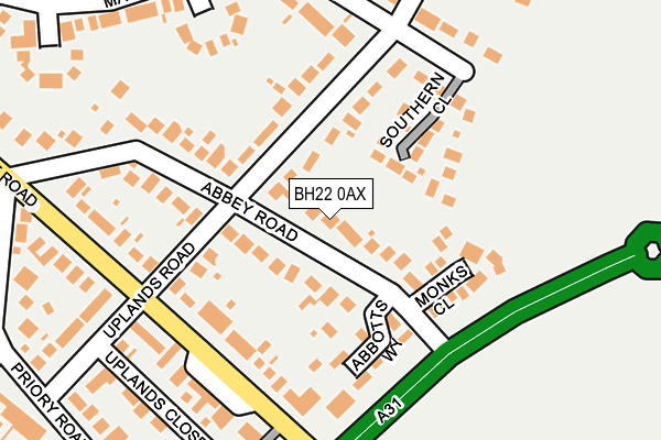 BH22 0AX map - OS OpenMap – Local (Ordnance Survey)