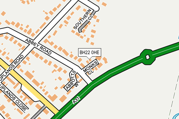 BH22 0HE map - OS OpenMap – Local (Ordnance Survey)