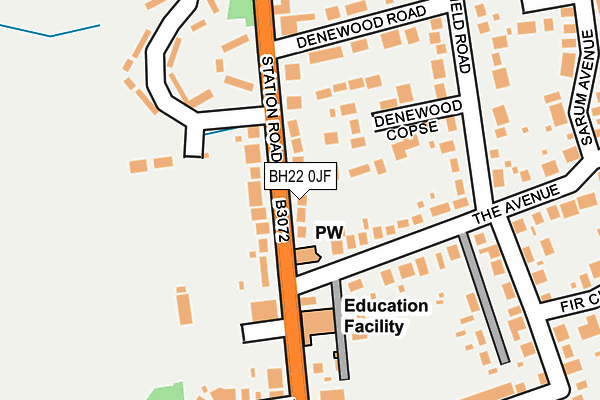 BH22 0JF map - OS OpenMap – Local (Ordnance Survey)